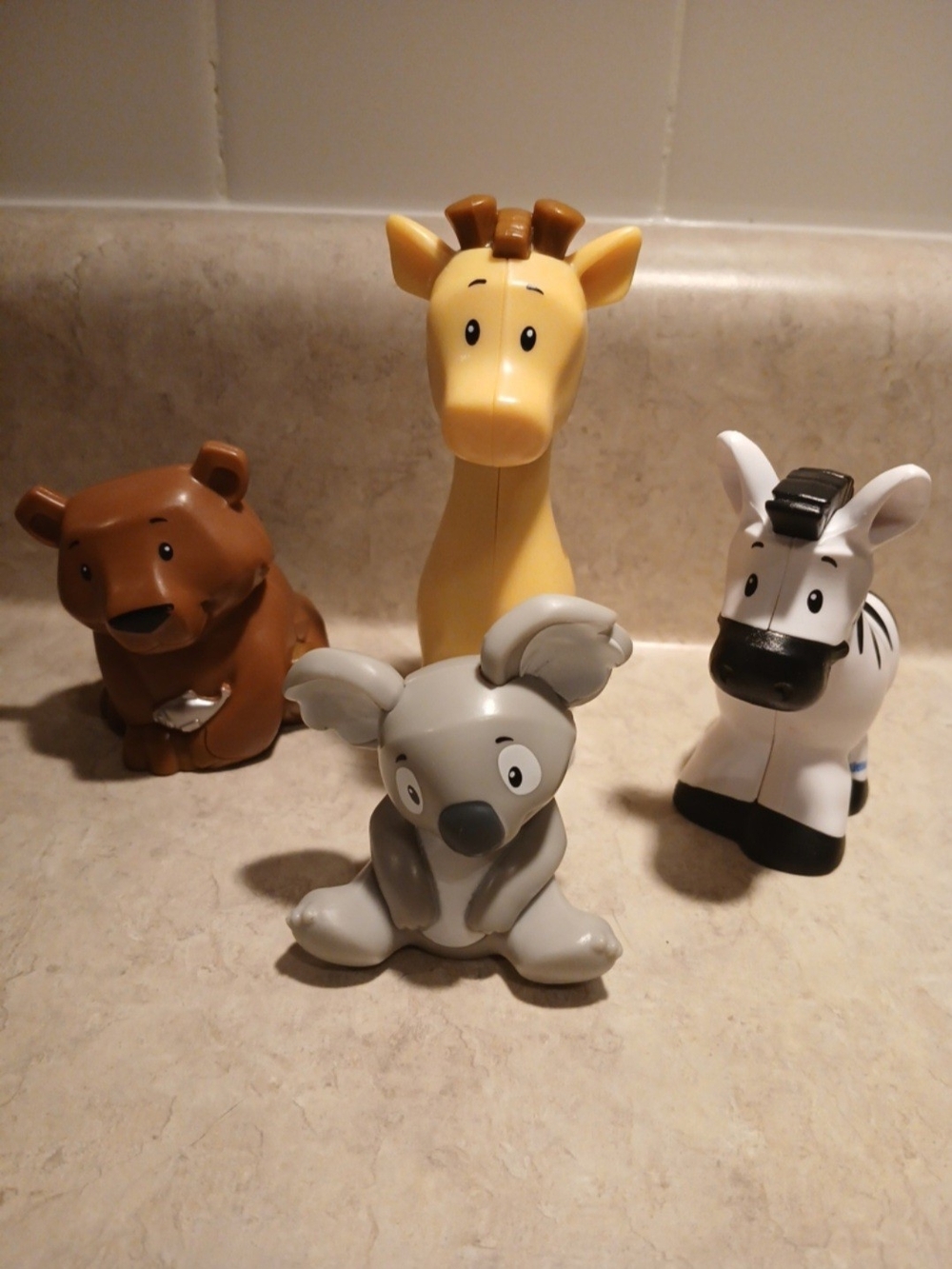 Little People Toy Set - Yellow Giraffe, Gray Koala, Brown Bear, White Zebra